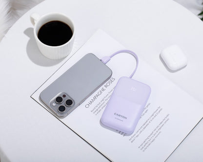 Powerbank 10000 mAh PD 22.5W mit Kabel Canyon OnPower 101 lila