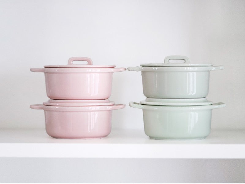 Buydeem CT1002 240ml Ceramic Covered Serving Dish Pink