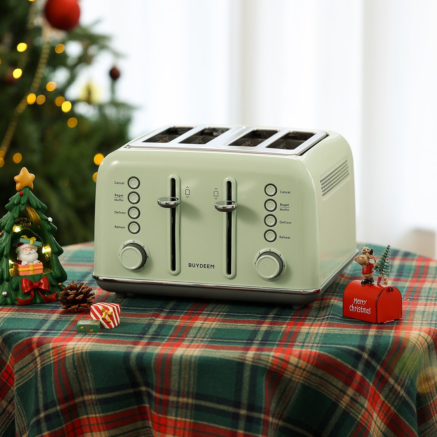 Toaster Buydeem DT640E für 4 Scheiben 1800 W Auftaufunktion Pastellgrün