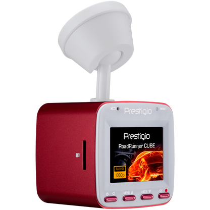 Car Dash Cam PRESTIGIO RoadRunner CUBE FHD 1920x1080 red and white