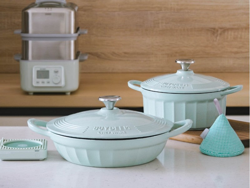 Buydeem CP581 Enameled Cast Iron Pot 3.3L Pastel Green