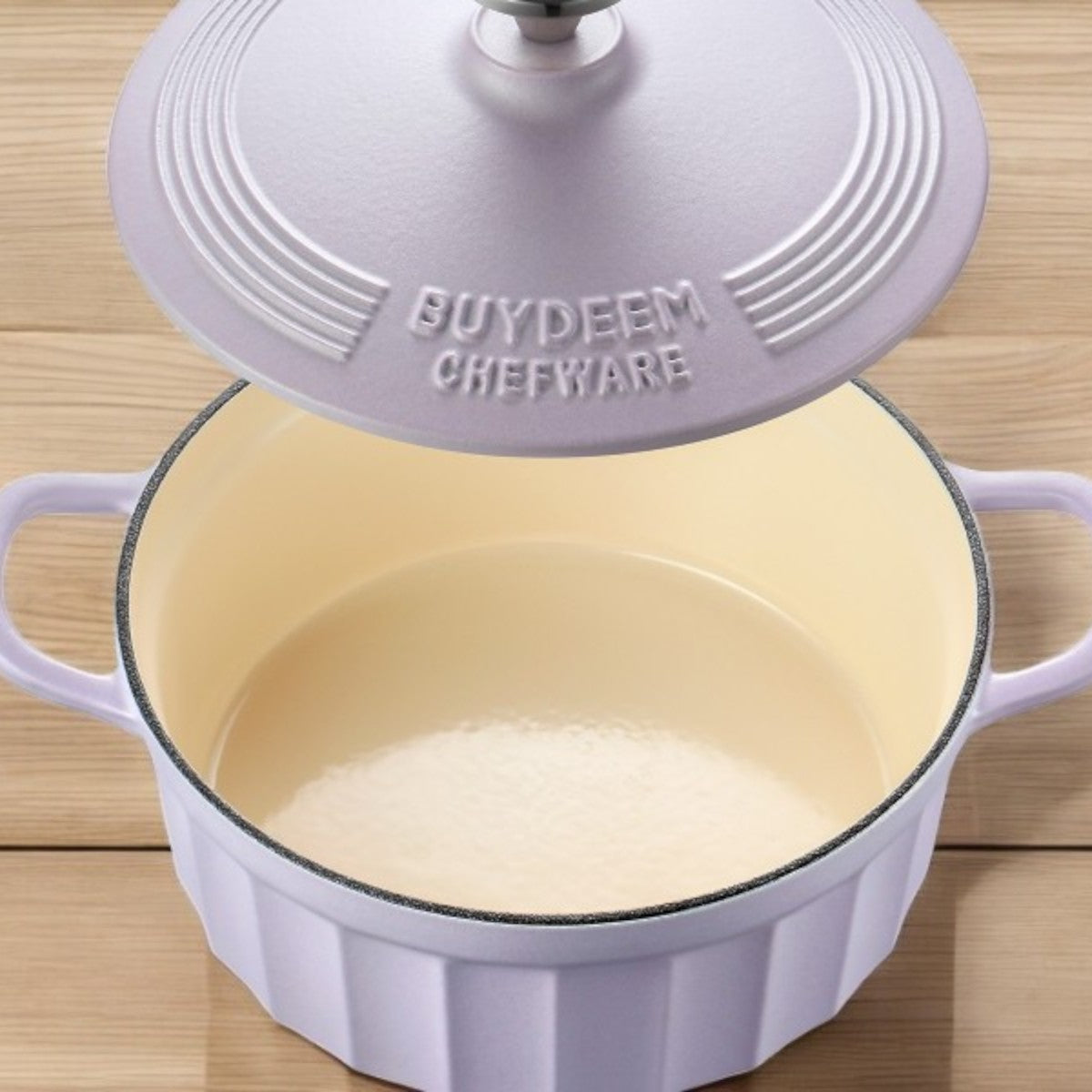 Buydeem CP521 Gusseisen-Emaille-Topf 2,9l Küchengerät Pastell-Lila