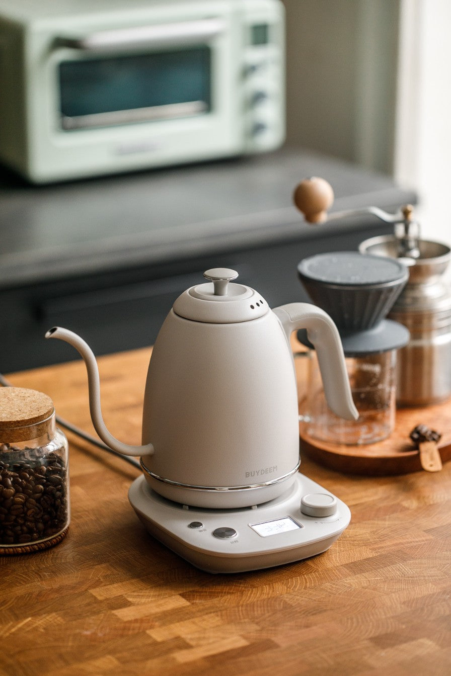 Buydeem K821 Gooseneck Electric Kettle with Temperature Control, Pastel Cream