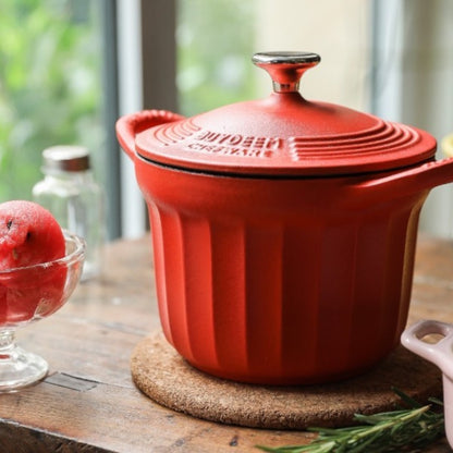 Buydeem CP541 Enamelled Cast Iron Pot 1.8L Kitchen Pastel Red