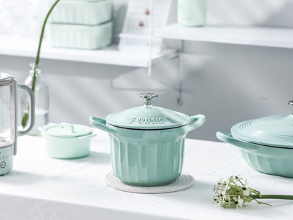 Buydeem CP541 Enamelled Cast Iron Pot 1.8L Kitchen Pastel Green