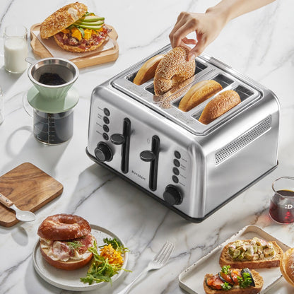 Toaster Buydeem DT640E 4 Scheiben Edelstahl mit Auftaufunktion