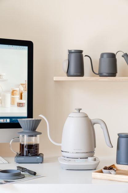 Buydeem K821 Gooseneck Electric Kettle with Temperature Control, Pastel Cream