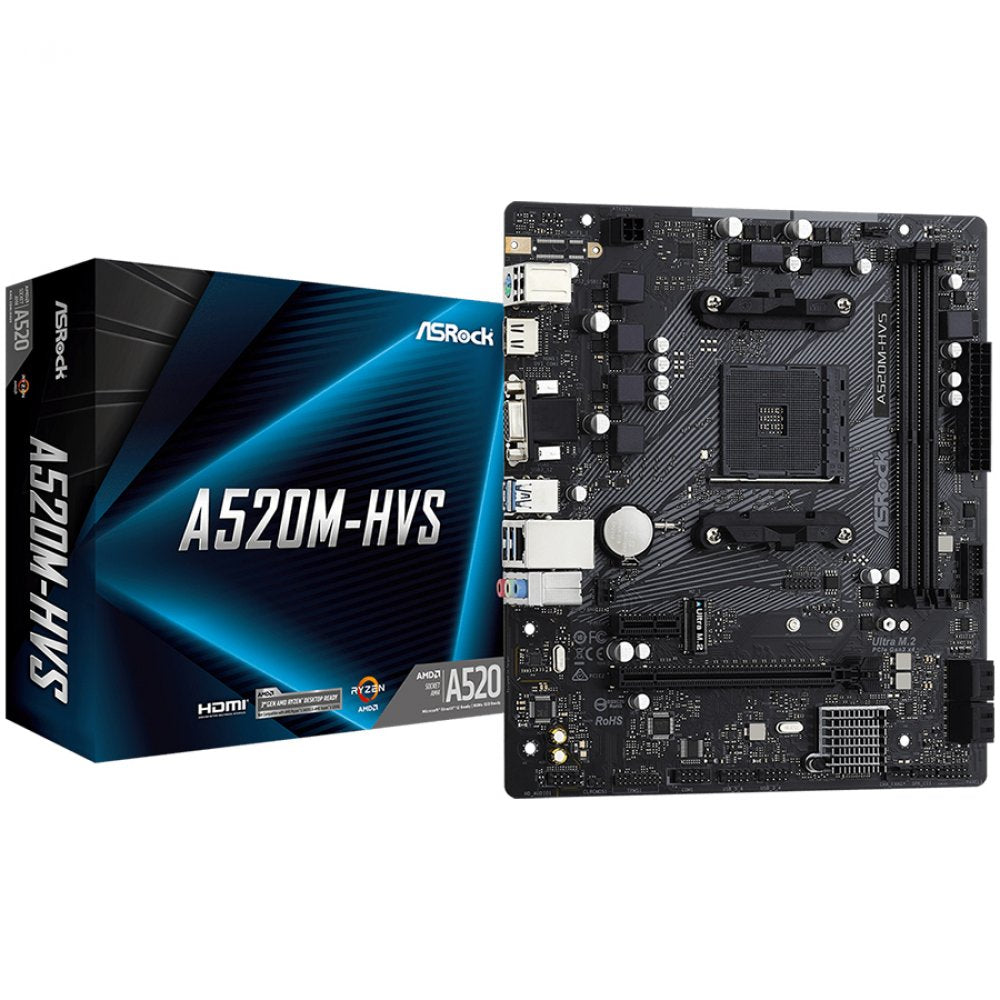 ASRock A520M HVS Micro ATX-Mainboard mit AMD A520 Chipsatz