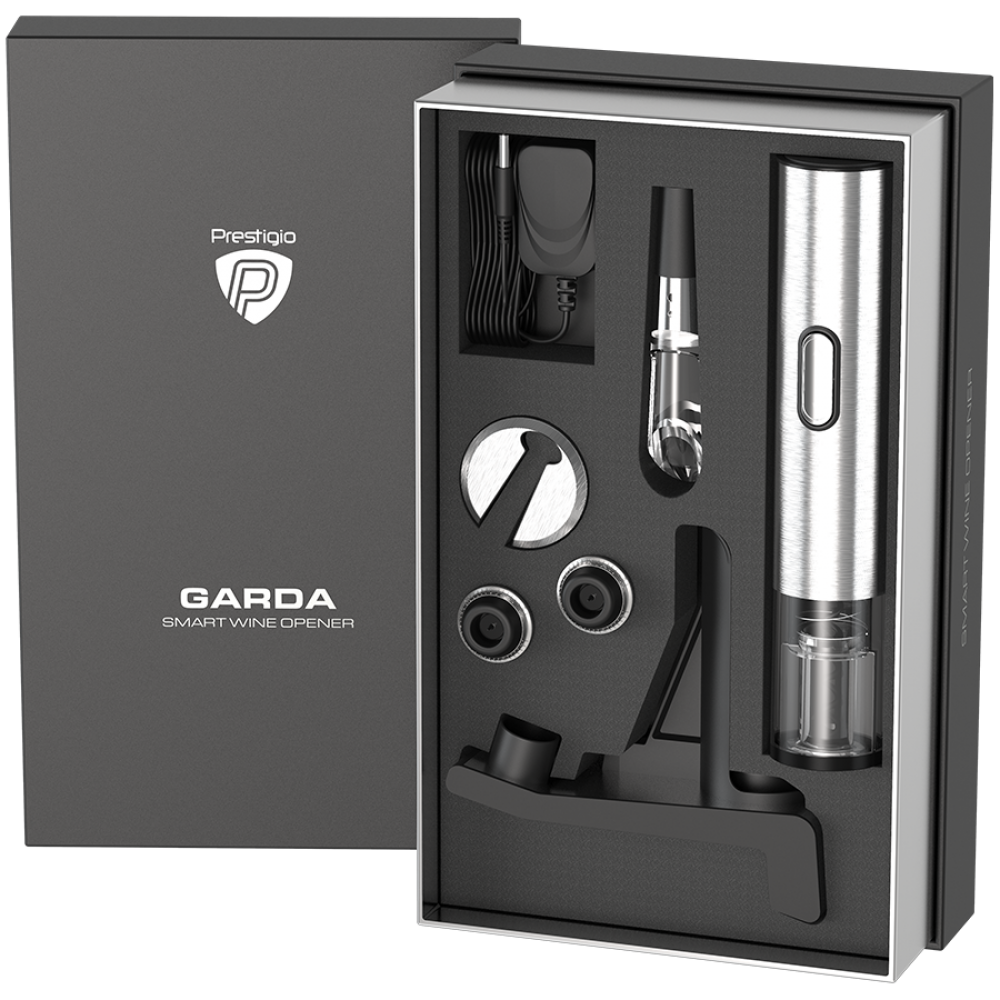 PRESTIGIO Garda Electric Wine Corkscrew, Silver
