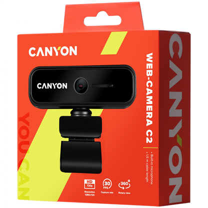 Kamera internetowa HD 720p z mikrofonem Canyon C2 czarna