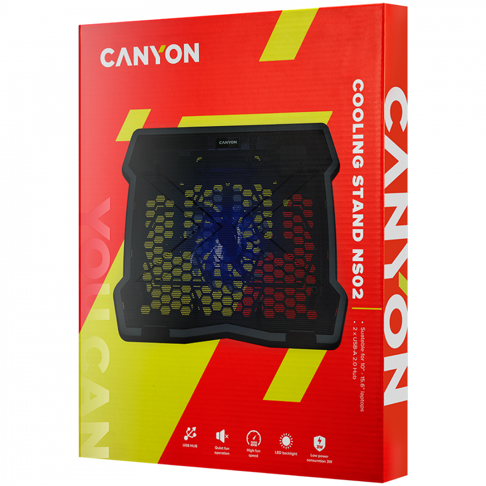 Podstawka chłodząca z wentylatorem 2USB LED Canyon NS02 czarna