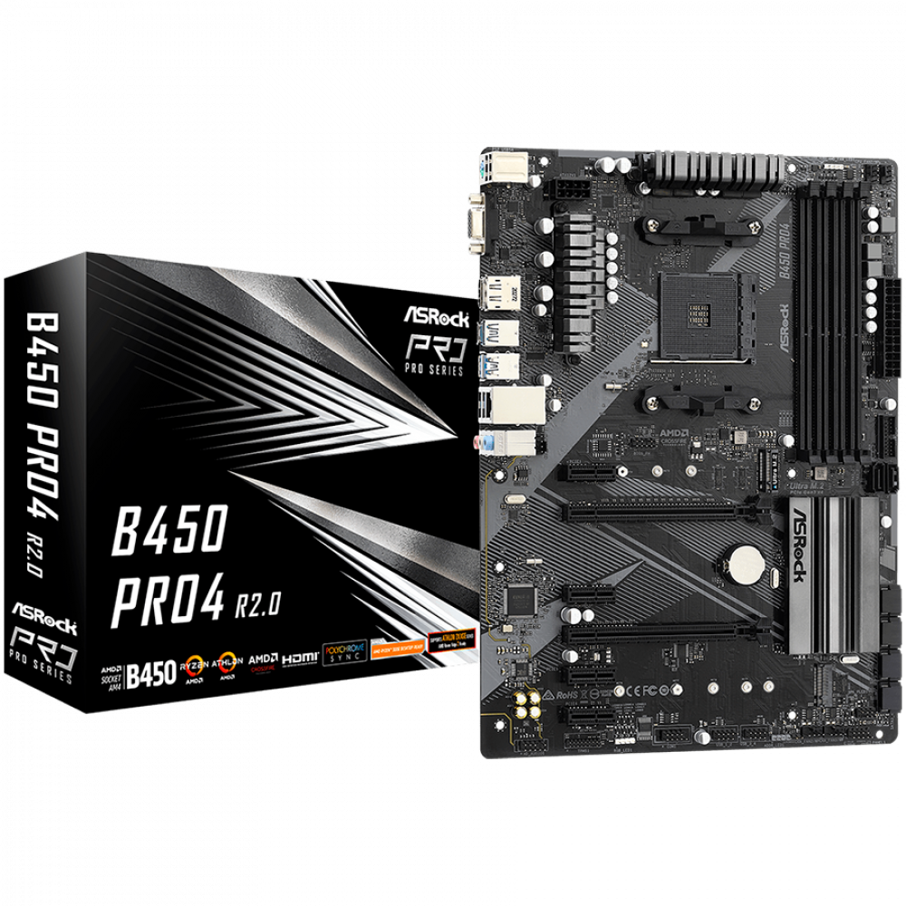 ASROCK B450 PRO4 R2.0 ATX Motherboard for AMD Ryzen 128 GB