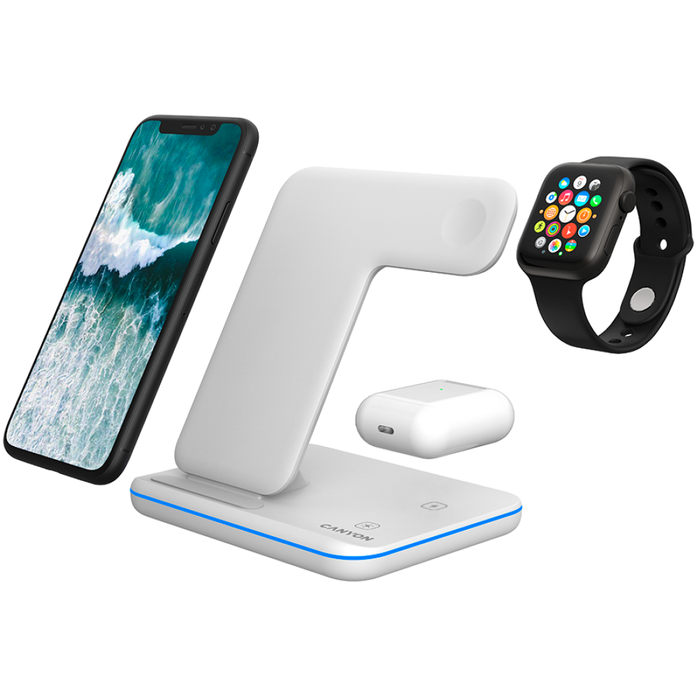 Canyon WS-303 15W 3-in-1 Wireless Charger, white