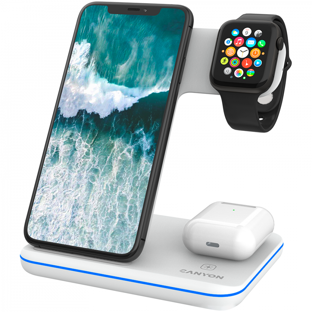 Canyon WS-303 15W 3-in-1 Wireless Charger, white