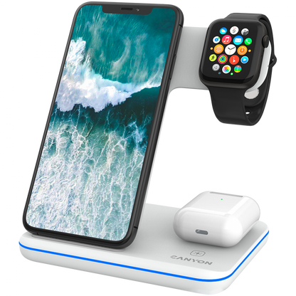 Canyon WS-303 15W 3-in-1 Wireless Charger, white