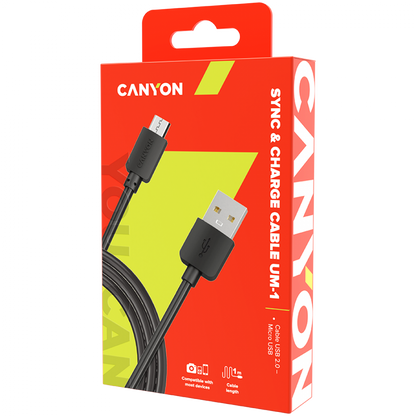 MicroUSB 5W 1m charging cable Canyon UM 1 black