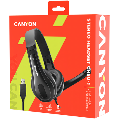 Headset with microphone 2 m for PC Canyon CHSC-1 black