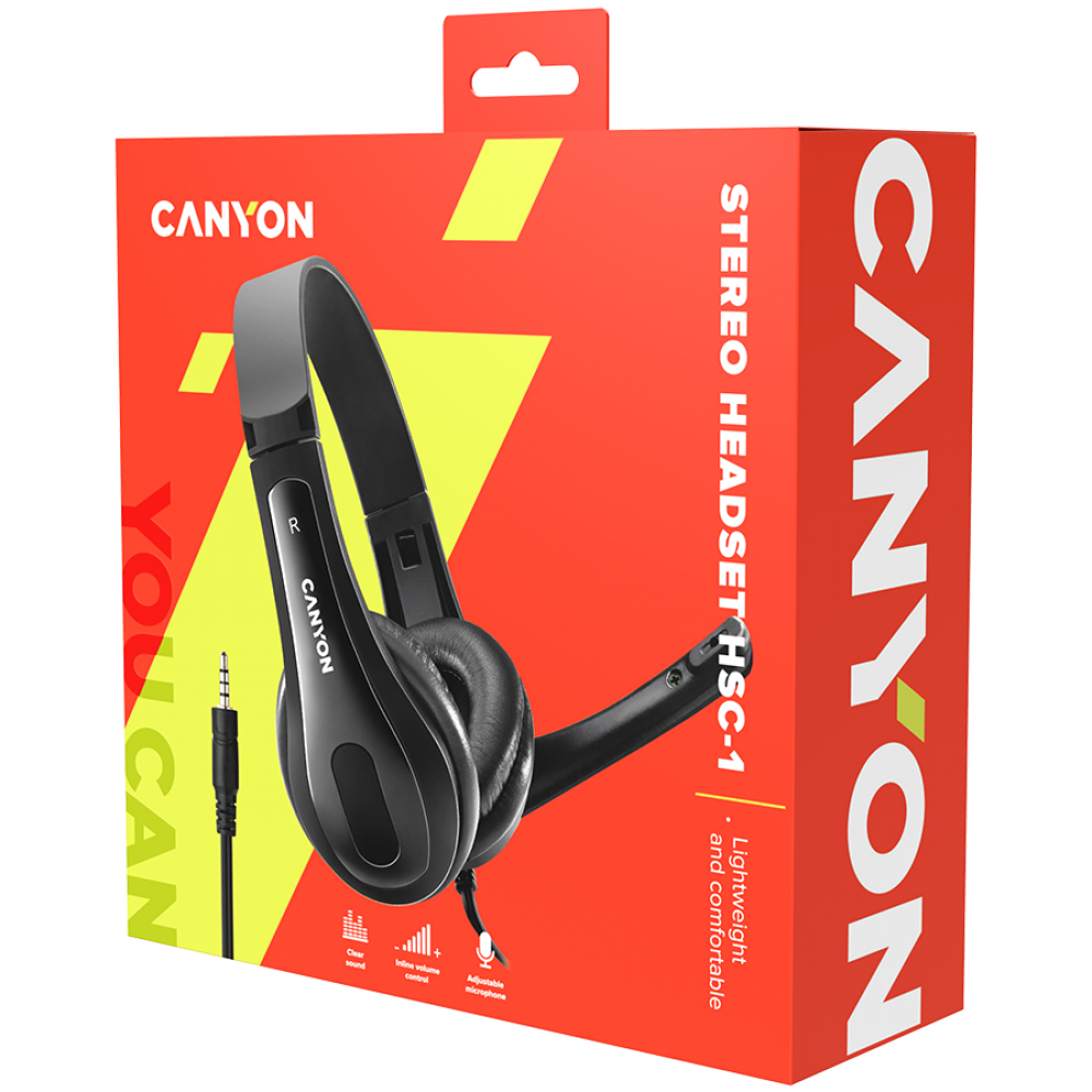 Canyon HSC-1 PC-Headset mit Mikrofon, 2m, schwarz
