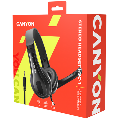 Canyon HSC-1 PC-Headset mit Mikrofon, 2m, schwarz