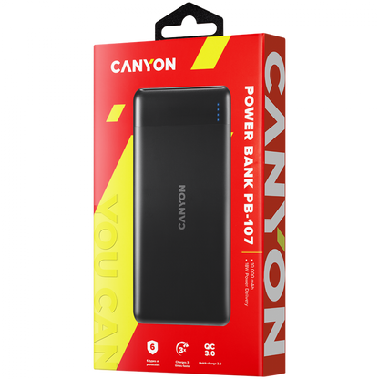Powerbank 10000 mAh QC 3.0 Canyon PB 107 schwarz