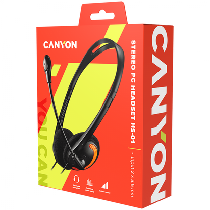 Kopfhörer mit Mikrofon 1,8 m für PC Canyon HS-01 schwarz