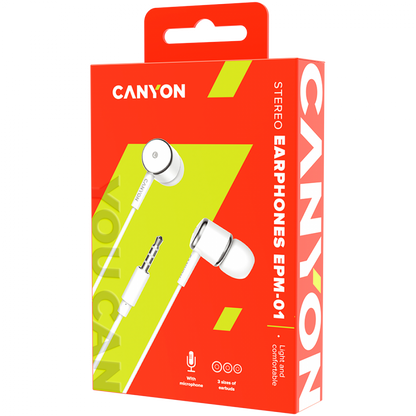 Słuchawki dokanałowe z mikrofonem 1,2 m Canyon EPM-01 biały