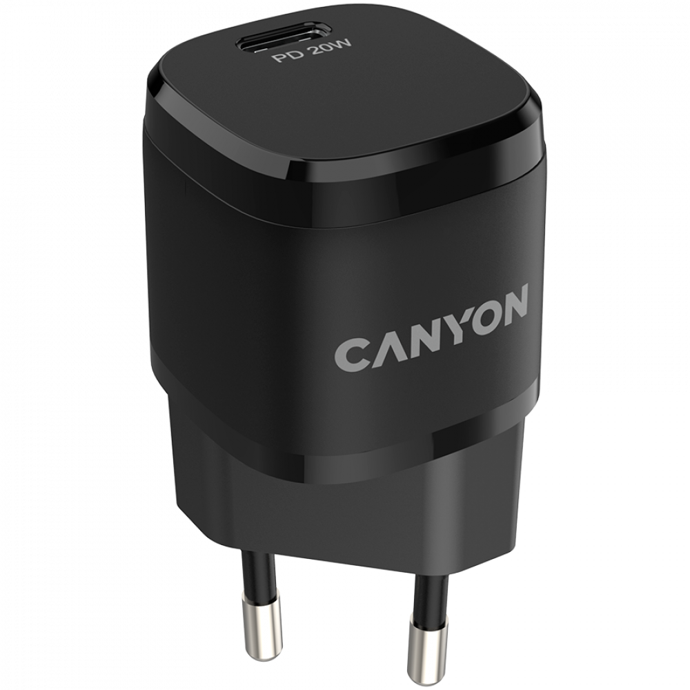 Canyon H-20-05 PD 20W USB-C tragbares Telefonladegerät, schwarz