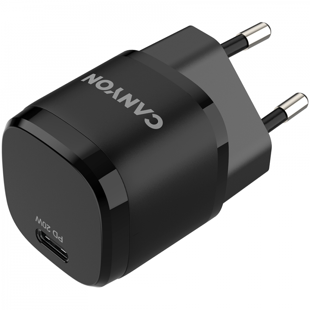 Canyon H-20-05 PD 20W USB-C tragbares Telefonladegerät, schwarz