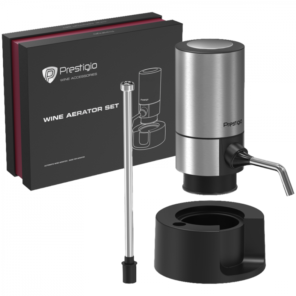 PRESTIGIO wine aerator, set, silver