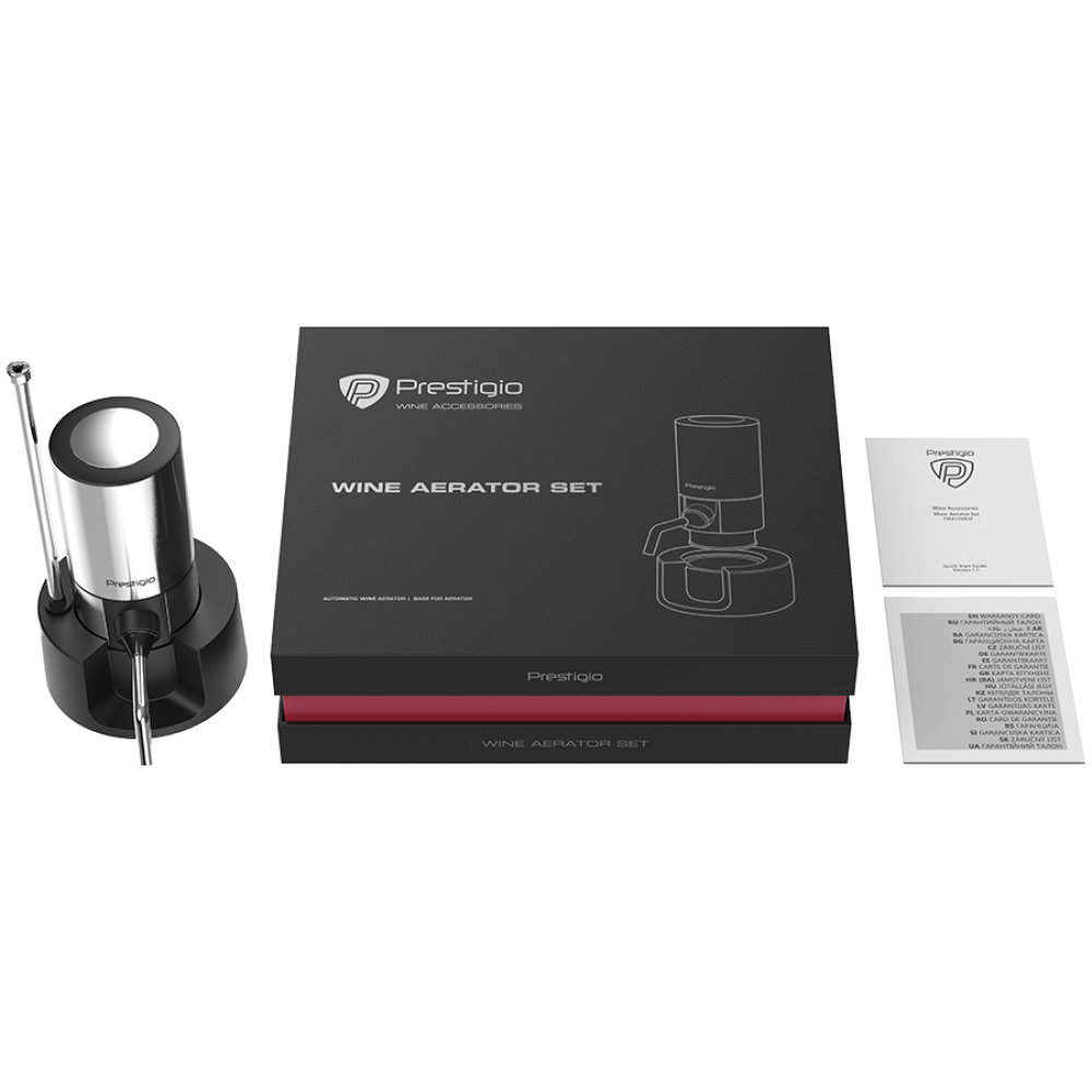 PRESTIGIO wine aerator, set, silver