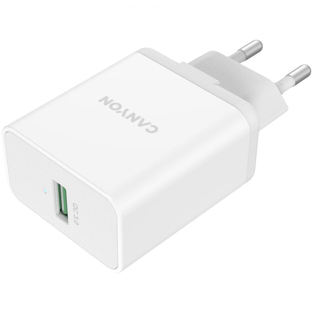 Canyon H 24 24W QC3.0 USB A Mains Charger, white
