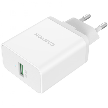 Canyon H 24 24W QC3.0 USB A Mains Charger, white
