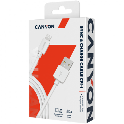 Canyon CFI-1 USB to Lightning 5W 1m charging cable white