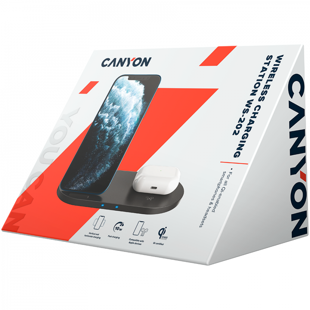 Kabelloses Ladegerät 10W 2in1 Canyon WS 202 schwarz