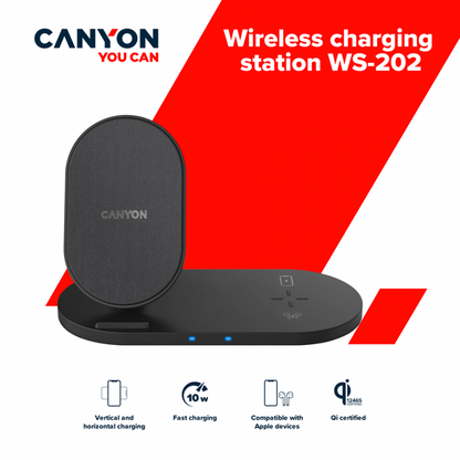 Kabelloses Ladegerät 10W 2in1 Canyon WS 202 schwarz