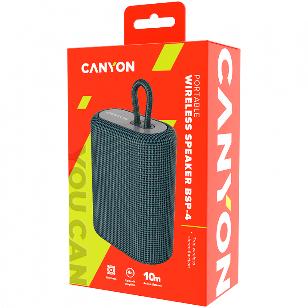 Bluetooth-Lautsprecher tragbar 5W FM-Radio Canyon BSP-4 grau