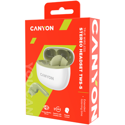 In-ear headphones TWS 5 with wireless charging case Canyon TWS-5 green
