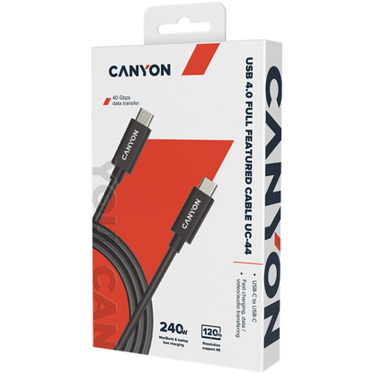 USB C to USB C Cable 240W 40Gbps 4K 1m Canyon UC 44 black