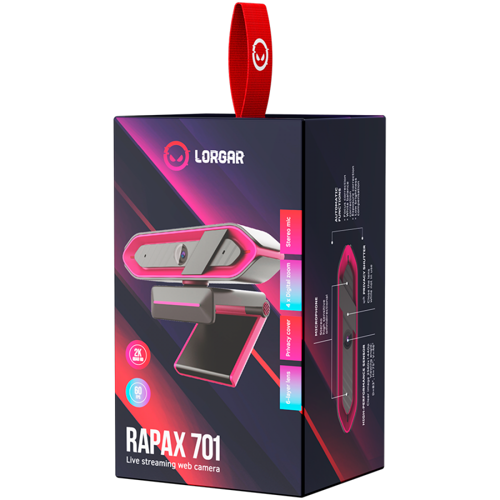 2K Lorgar Rapax 701 pinke Webkamera für Streaming