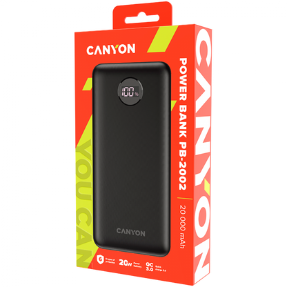 Power bank 20000 mAh PD 20W QC 3.0 LED Canyon PB 2002 black