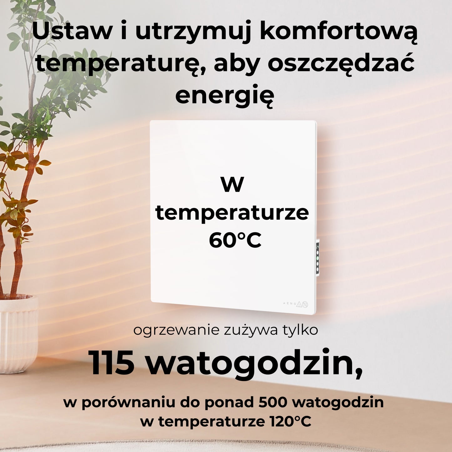 AENO GH11S Quadro Smart 1cm 500W Infrared Electric Heater