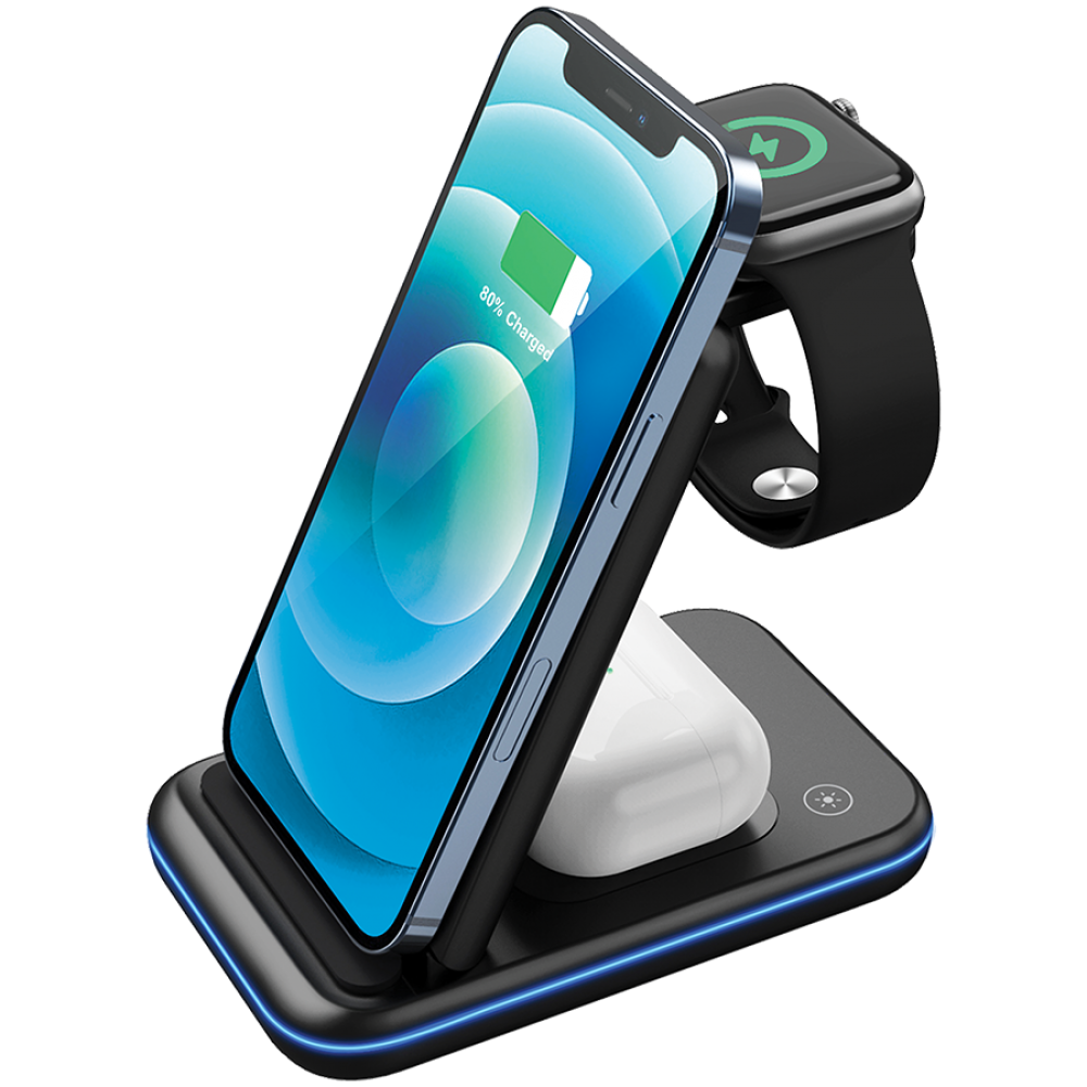 15W 3-in-1 Wireless Charger Canyon WS-304 Black