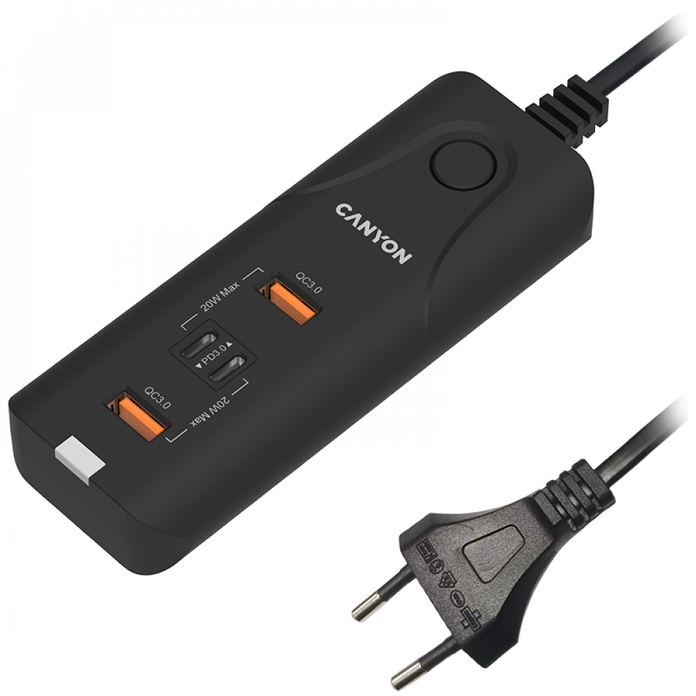 Ładowarka sieciowa 20W PD QC3.0 2×USB-A 2×USB-C Canyon H-10 czarna