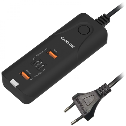 Ładowarka sieciowa 20W PD QC3.0 2×USB-A 2×USB-C Canyon H-10 czarna