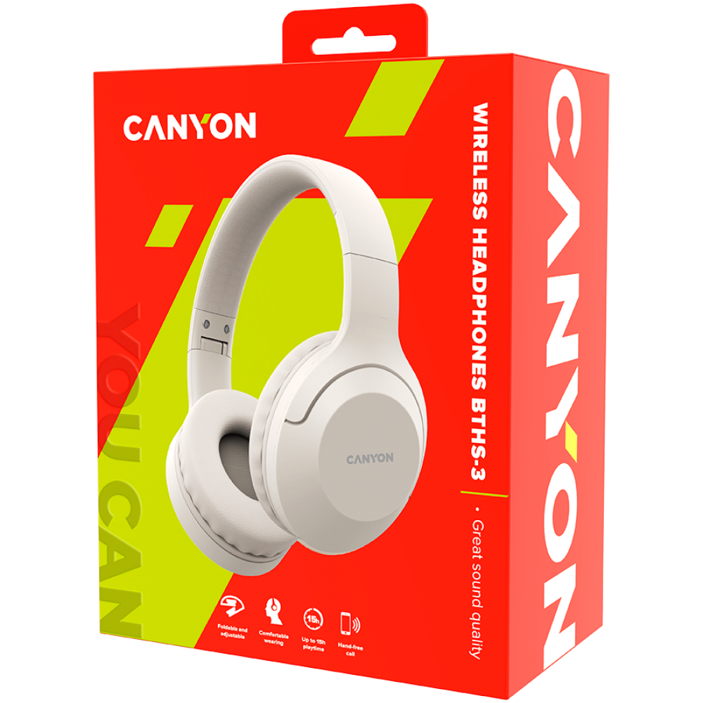 Wireless Bluetooth Over-Ear Headphones Canyon BTHS-3 Beige
