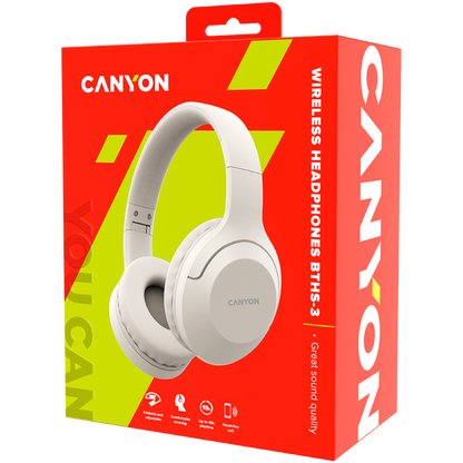 Wireless Bluetooth Over-Ear Headphones Canyon BTHS-3 Beige