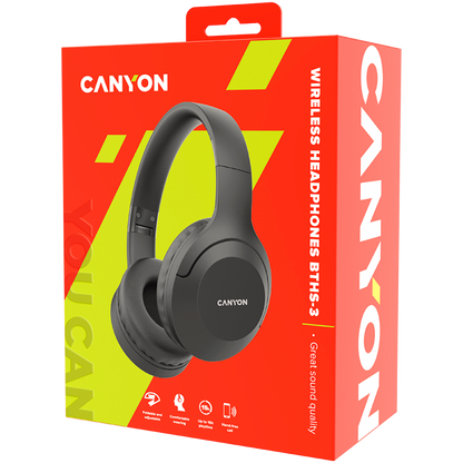 Canyon BTHS 3 kabellose Bluetooth-Kopfhörer, dunkelgrau
