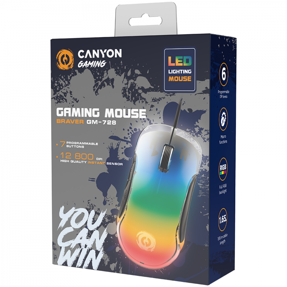 Mysz gamingowa przewodowa Canyon GM 728 LED 7 przycisków czarna
