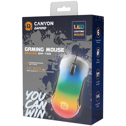 Mysz gamingowa przewodowa Canyon GM 728 LED 7 przycisków czarna