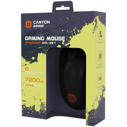 Kabelgebundene Gaming-Maus RGB 6 Tasten Canyon GM-321 schwarz